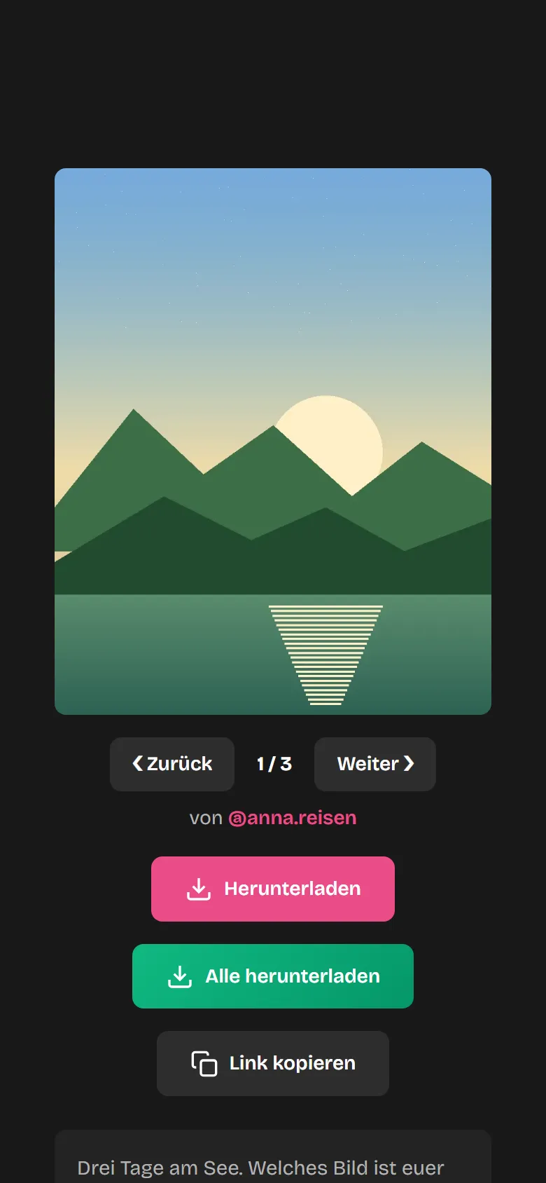 Erstes Bild eines Karussells mit „1 / 3“ und Knöpfen zum Blättern