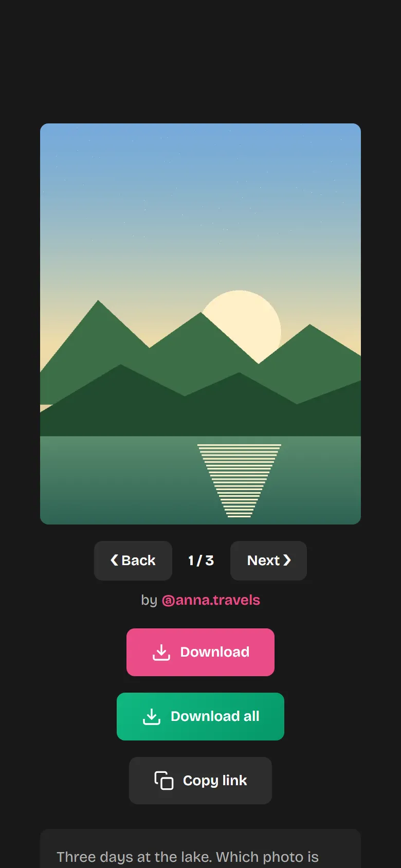 First image of a carousel with “1 / 3” and buttons to flip through it