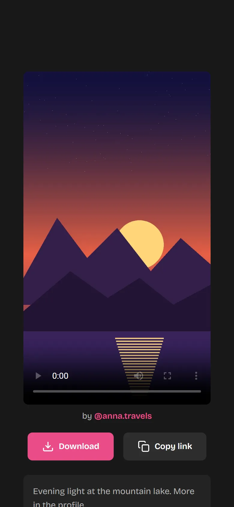 Preview of the Reel with the “Download” button