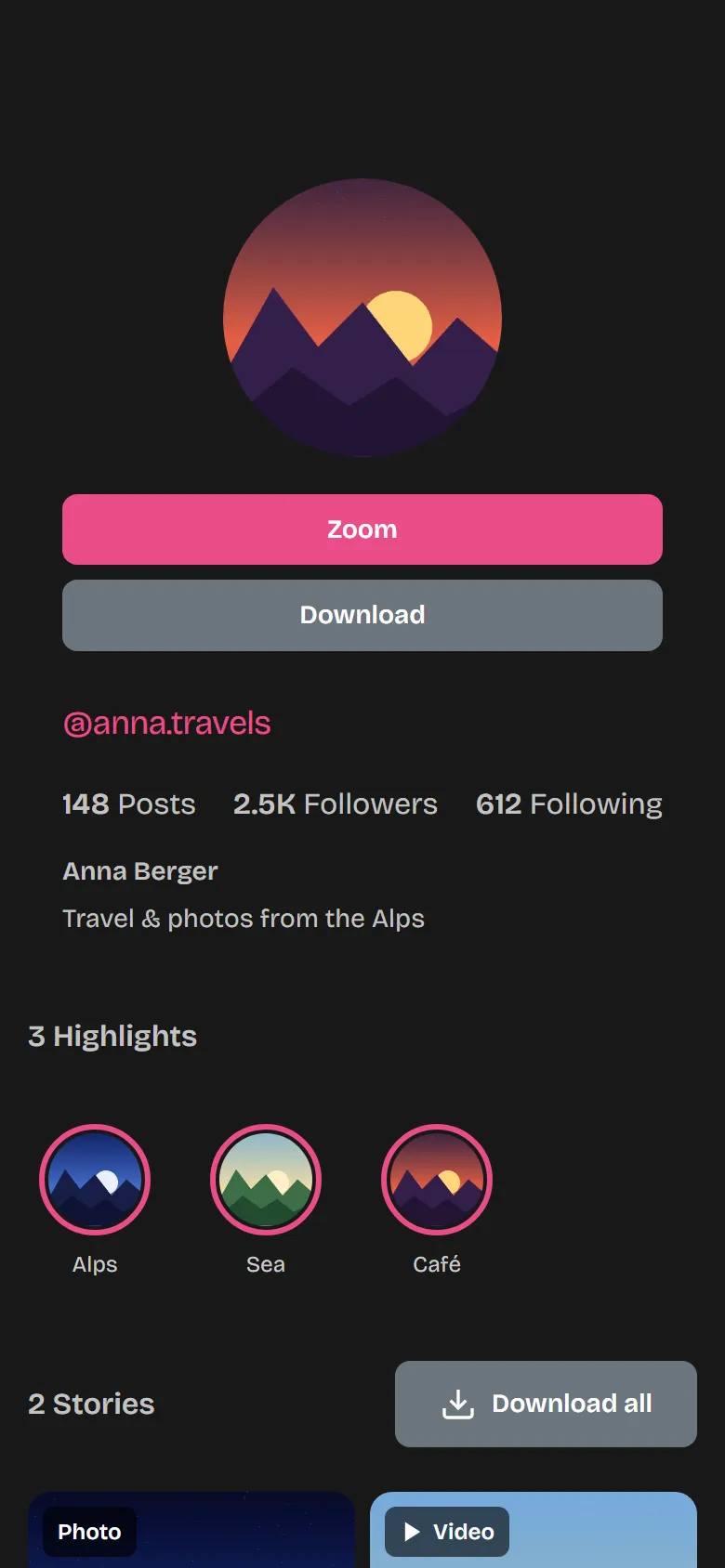 Profile with three Highlights